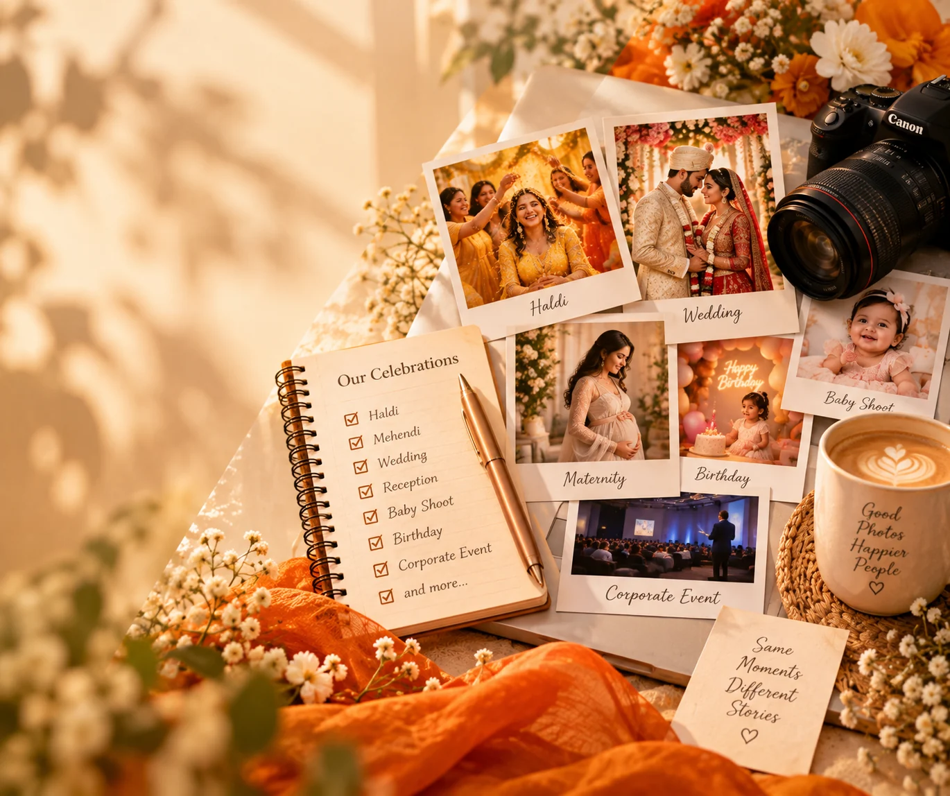 Multi-event wedding celebration photography coverage across Haldi, Sangeet, Muhurtham and Reception
